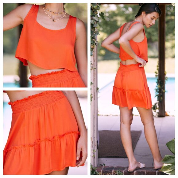 Anthropologie Other - NWOT Anthropologie Breezy Swimwear Cover-Up Mini Smocked Skirt & Top Set. Large.